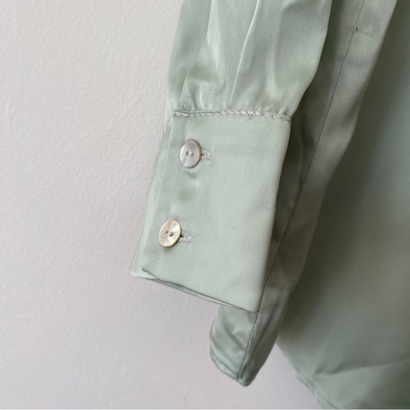 Zara Satin Finish Shirt Green - Size Small - Picture 4 of 9
